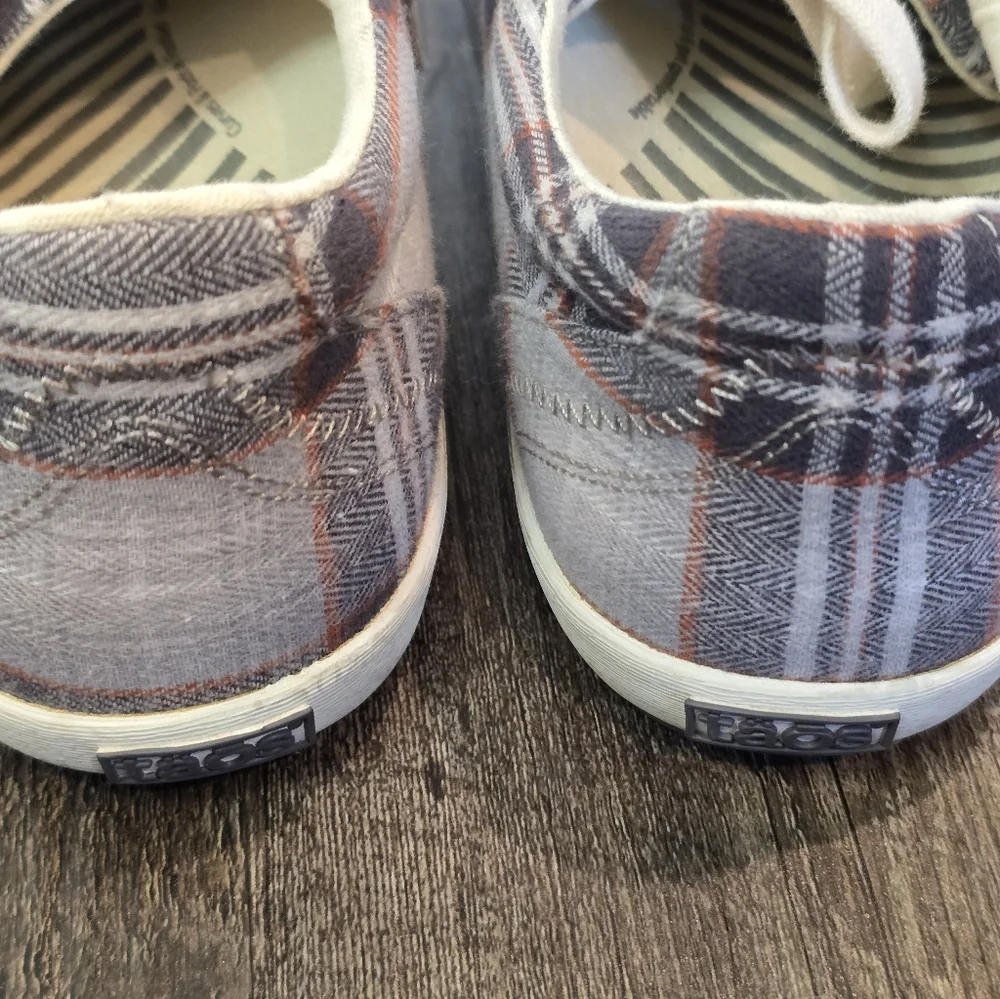 TAOS Star Gray Plaid Lace Up Casual Sneakers Canvas  Low Top Shoes Womens 10